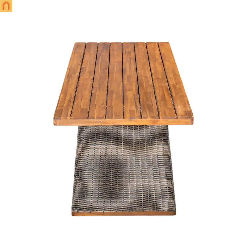 Outdoor Dining Set Acacia Wood Wicker Gray Teak Table Bench