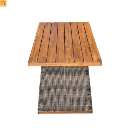 Outdoor Dining Set Acacia Wood Wicker Gray Teak Table Bench