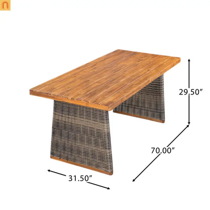Outdoor Dining Set Acacia Wood Wicker Gray Teak Table Bench