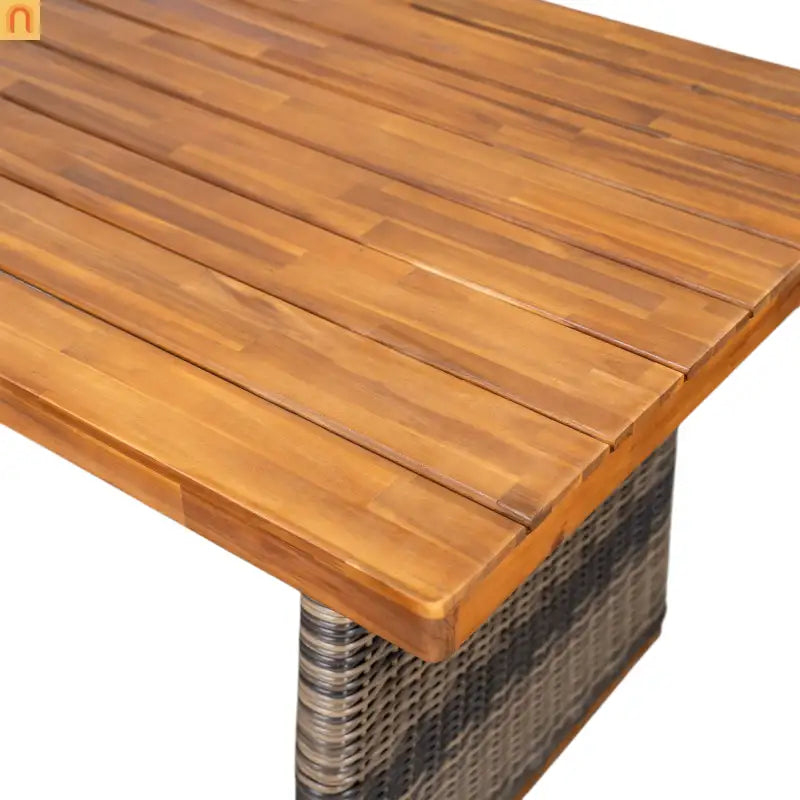 Outdoor Dining Set Acacia Wood Wicker Gray Teak Table Bench