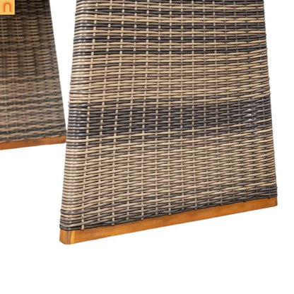 Outdoor Dining Set Acacia Wood Wicker Gray Teak Table Bench