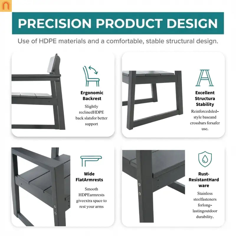 Outdoor Armchair HDPE Recycled Plastic Gray Modern