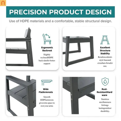 Outdoor Armchair HDPE Recycled Plastic Gray Modern