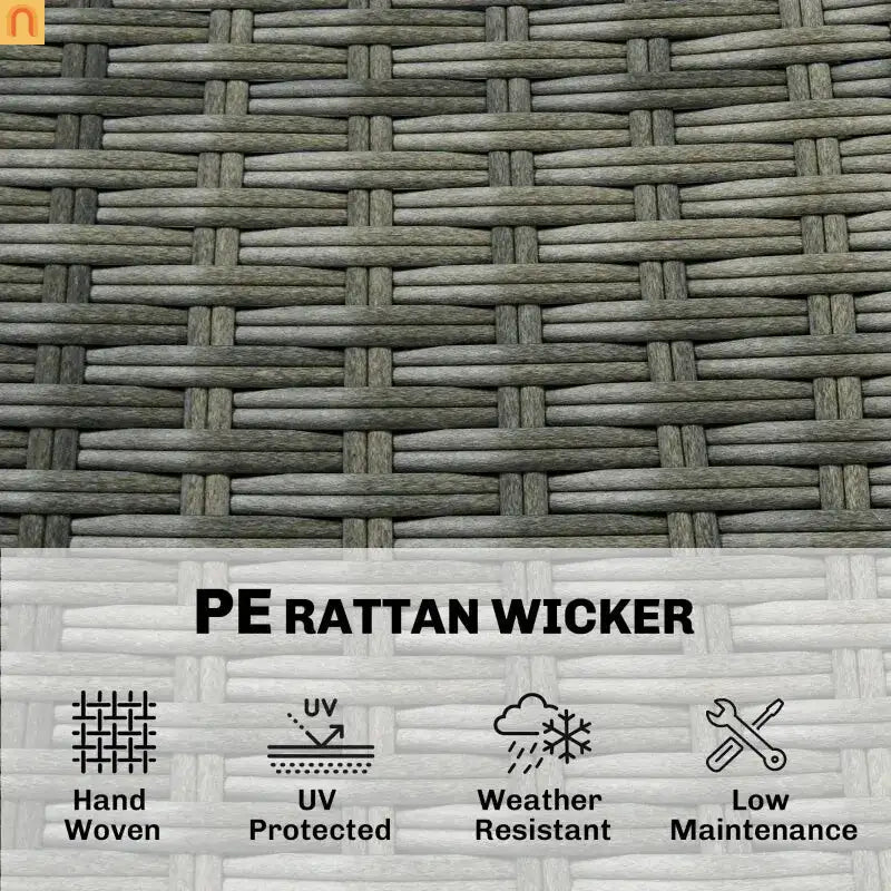 Outdoor Bar Set Acacia Wood PE Wicker Steel Gray 5 Piece