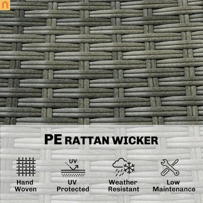 Outdoor Bar Set Acacia Wood PE Wicker Steel Gray 5 Piece