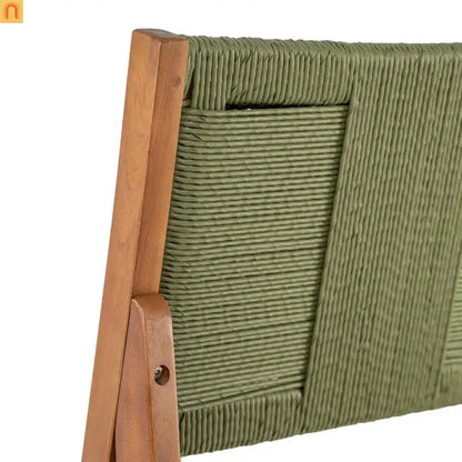 Outdoor Bar Stool Acacia Wood Wicker Green Cream Cushion Set of 4