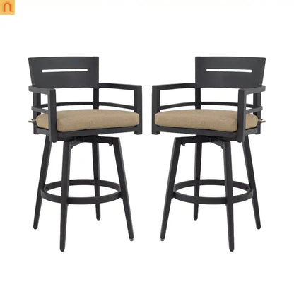 Outdoor Bar Stools 42.9" Aluminum Swivel Cushion 2pc