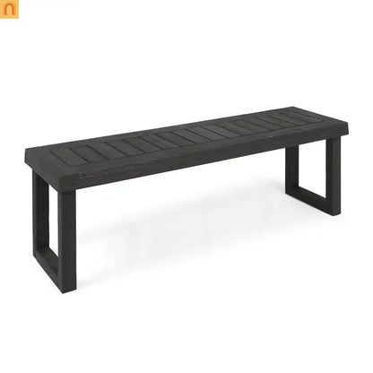 Outdoor Bench Acacia Wood Dark Gray Slat Panel 60in