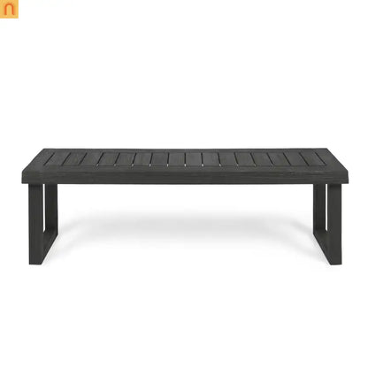 Outdoor Bench Acacia Wood Dark Gray Slat Panel 60in