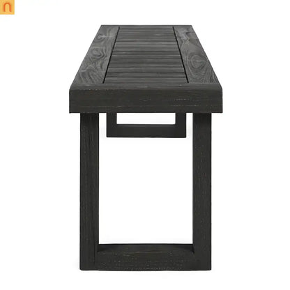 Outdoor Bench Acacia Wood Dark Gray Slat Panel 60in