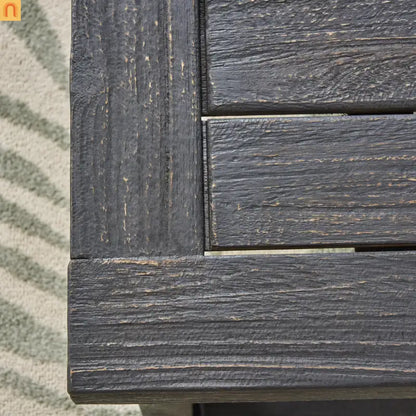 Outdoor Bench Acacia Wood Dark Gray Slat Panel 60in