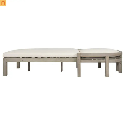 Outdoor Lounge Chair Acacia Wood Gray Arched Back 5 Position 78.2in