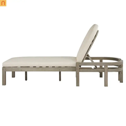 Outdoor Lounge Chair Acacia Wood Gray Arched Back 5 Position 78.2in