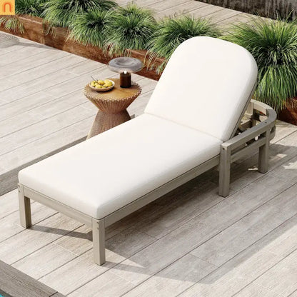 Outdoor Lounge Chair Acacia Wood Gray Arched Back 5 Position 78.2in