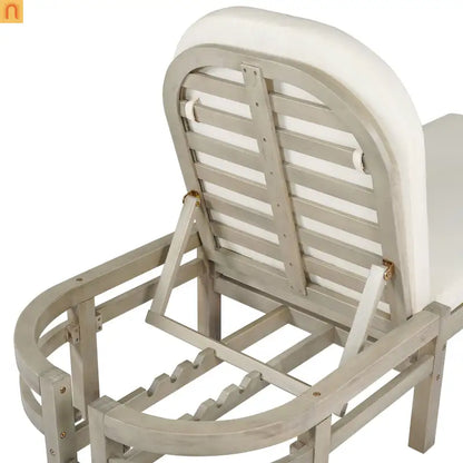 Outdoor Lounge Chair Acacia Wood Gray Arched Back 5 Position 78.2in