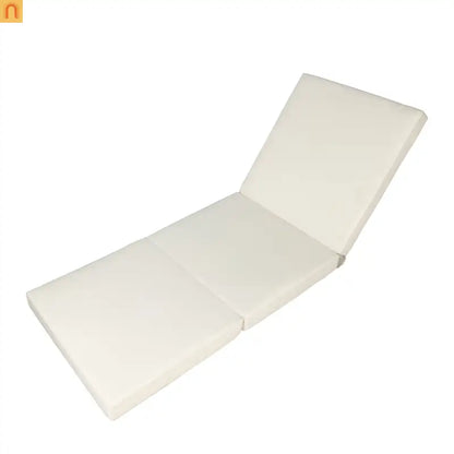 Chaise Lounge Acacia Wood Dark Gray Cream Cushion 6 Position 3-Fold