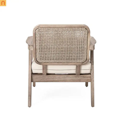 Outdoor Club Chair Acacia Wood Light Brown Deep Seat 400 LB 28.5in
