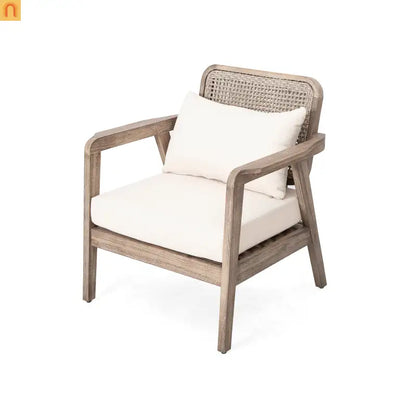 Outdoor Club Chair Acacia Wood Light Brown Deep Seat 400 LB 28.5in