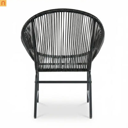 Outdoor Chair PE Rattan Iron Black Curved UV Resistant Set of 2