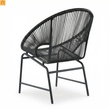 Outdoor Chair PE Rattan Iron Black Curved UV Resistant Set of 2