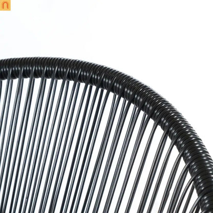 Outdoor Chair PE Rattan Iron Black Curved UV Resistant Set of 2