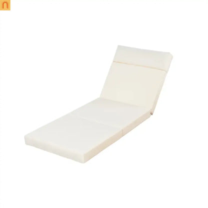 Chaise Lounge Acacia Wood Teak Beige Cushion Foldable 300 LB 79.6in