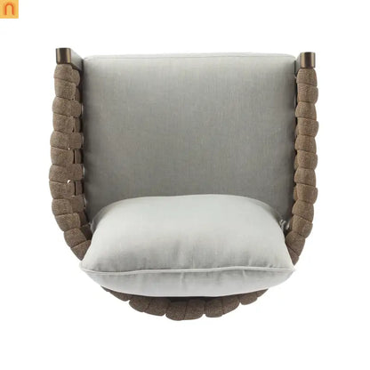 Outdoor Chair Set Steel Rope Brown Gray Cushion Tub Design 2 Piece