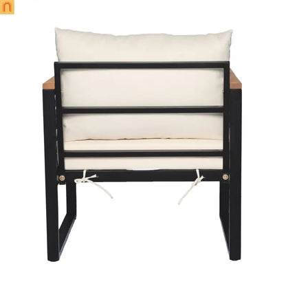 Outdoor Chair Acacia Wood Steel Set of 2 Cushioned