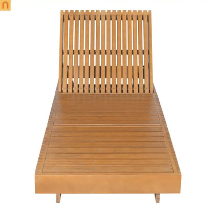 Chaise Lounge Acacia Wood Teak Copper 6 Position Adjustable Slatted