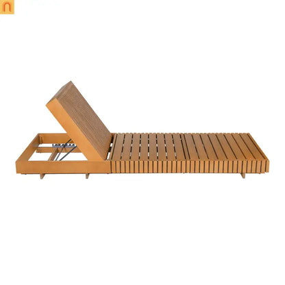 Chaise Lounge Acacia Wood Teak Copper 6 Position Adjustable Slatted