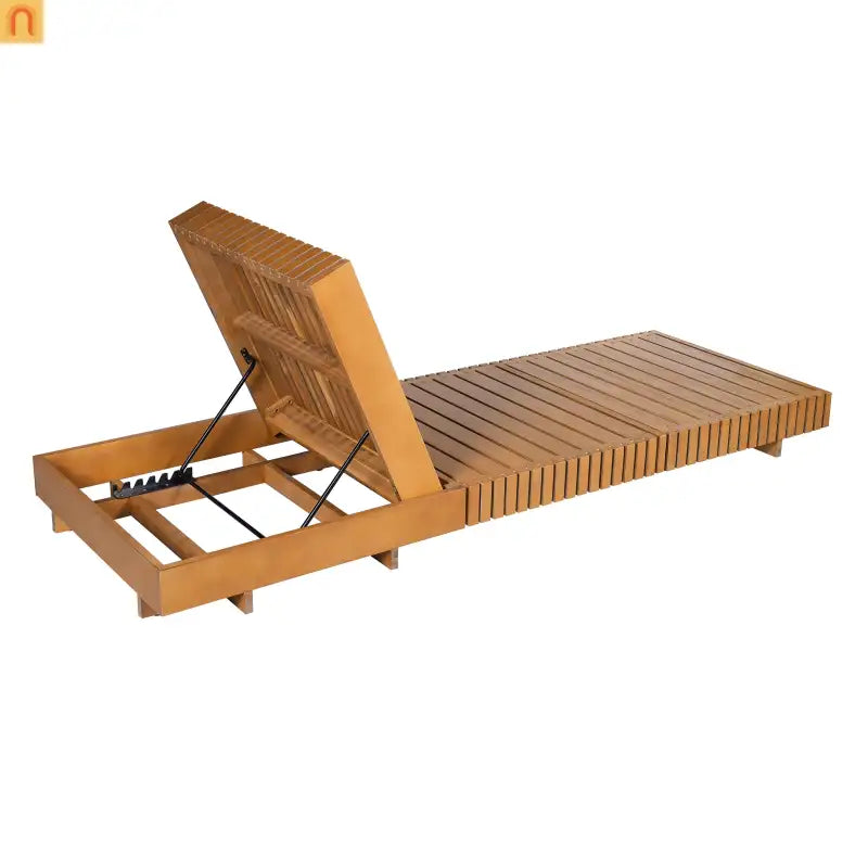 Chaise Lounge Acacia Wood Teak Copper 6 Position Adjustable Slatted