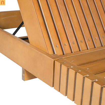 Chaise Lounge Acacia Wood Teak Copper 6 Position Adjustable Slatted
