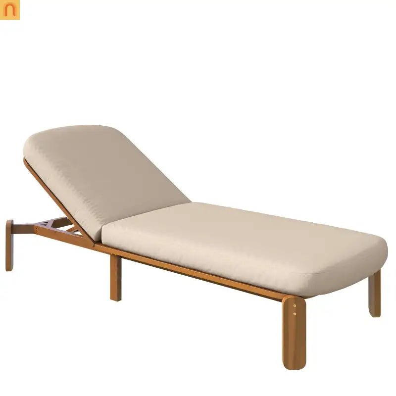 Chaise Lounge Acacia Wood Brown Cushion 3 Position 400 LB 76.3in