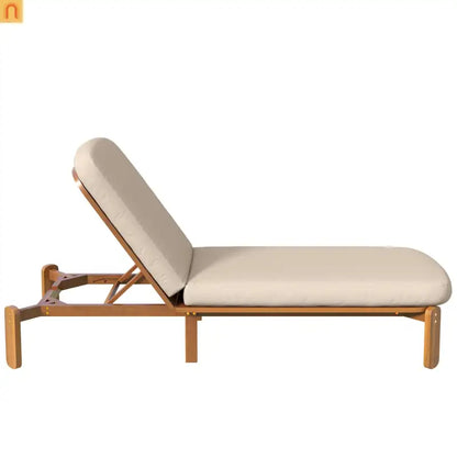 Chaise Lounge Acacia Wood Brown Cushion 3 Position 400 LB 76.3in