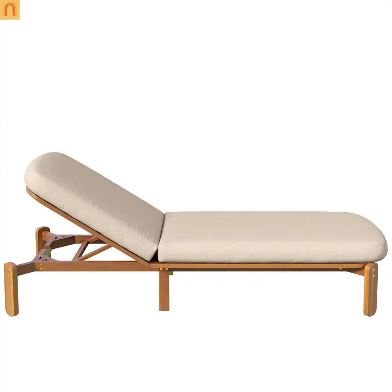 Chaise Lounge Acacia Wood Brown Cushion 3 Position 400 LB 76.3in