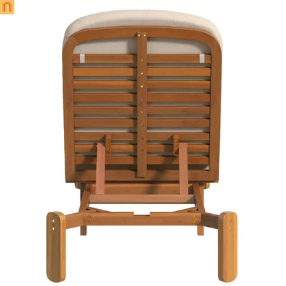 Chaise Lounge Acacia Wood Brown Cushion 3 Position 400 LB 76.3in