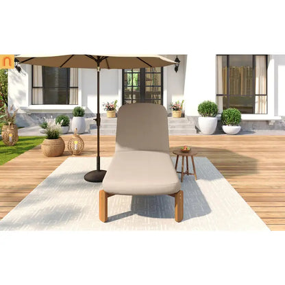 Chaise Lounge Acacia Wood Brown Cushion 3 Position 400 LB 76.3in