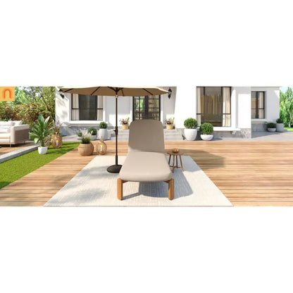 Chaise Lounge Acacia Wood Brown Cushion 3 Position 400 LB 76.3in