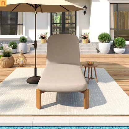 Chaise Lounge Acacia Wood Brown Cushion 3 Position 400 LB 76.3in