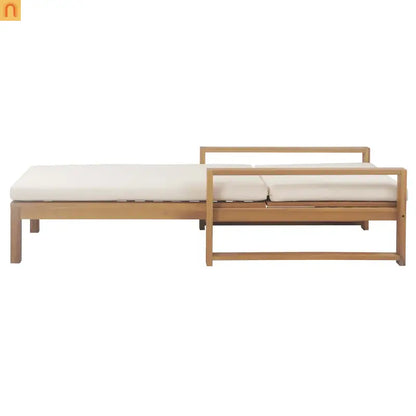 Chaise Lounge Acacia Wood Light Teak Beige Cushion 5 Position 400 LB
