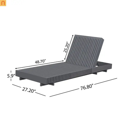 Chaise Lounge Acacia Wood Dark Gray Cushion 6 Position 400 LB 3-Fold