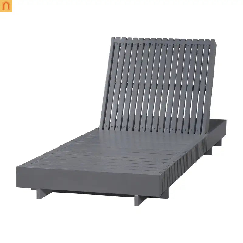 Chaise Lounge Acacia Wood Dark Gray Cushion 6 Position 400 LB