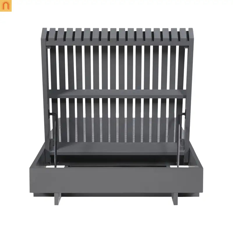 Chaise Lounge Acacia Wood Dark Gray Cushion 6 Position 400 LB
