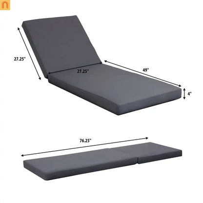 Chaise Lounge Acacia Wood Dark Gray Cushion 6 Position 400 LB