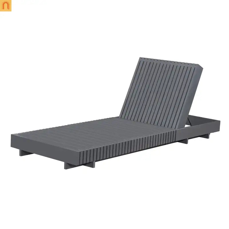 Chaise Lounge Acacia Wood Dark Gray Cushion 6 Position 400 LB