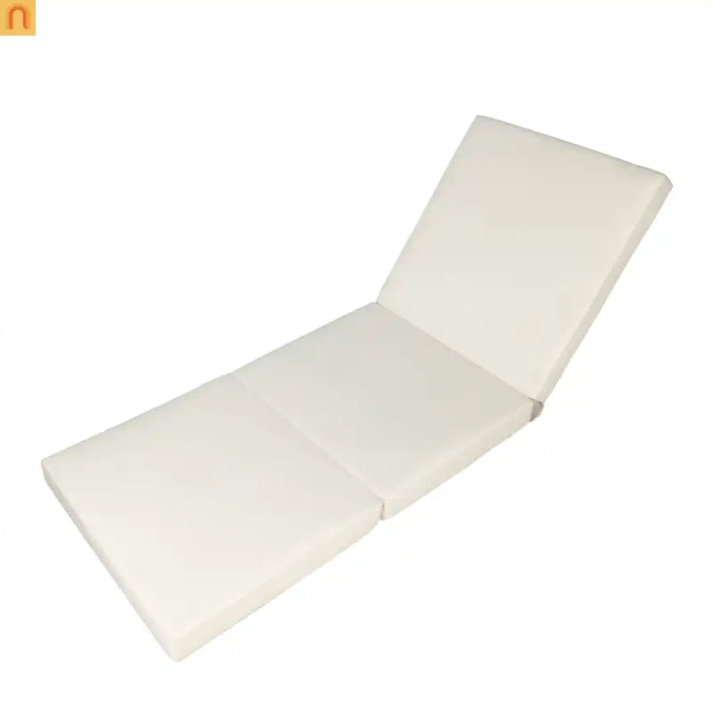 Chaise Lounge Acacia Wood White Cushion 6 Position 400 LB 3-Fold