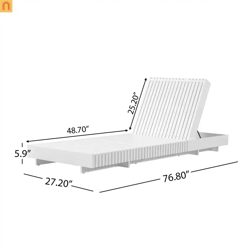 Chaise Lounge Acacia Wood White Cushion 6 Position 400 LB 3-Fold