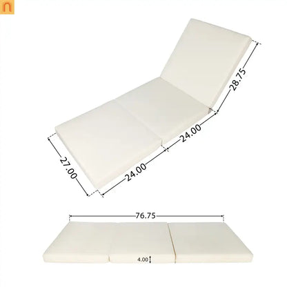 Chaise Lounge Acacia Wood White Cushion 6 Position 400 LB 3-Fold
