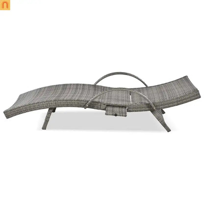 Chaise Lounge Wicker Steel Gray Wave Design Pull-Out Table 5 Position Set 2