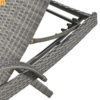 Chaise Lounge Wicker Steel Gray Wave Design Pull-Out Table 5 Position Set 2